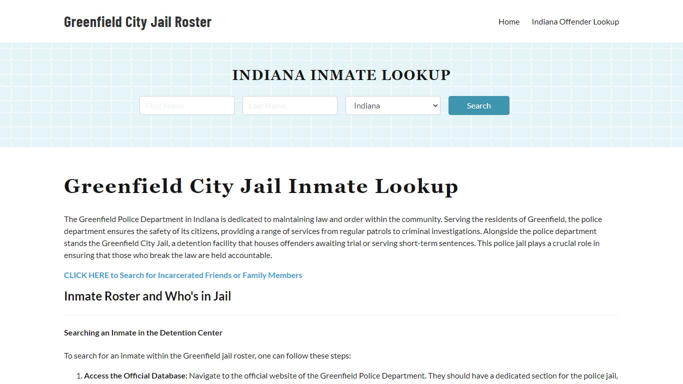 Greenfield Police Department & City Jail, IN Inmate Roster, Arrests ...